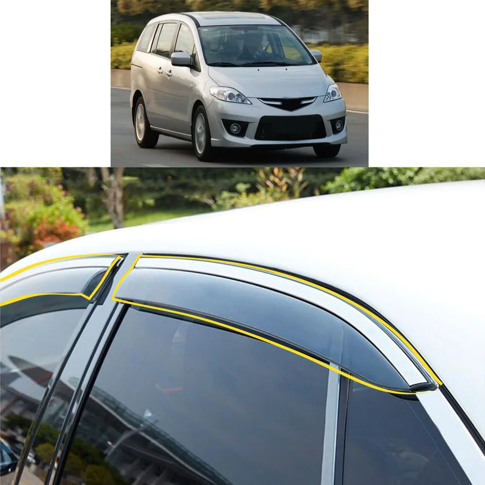 Car Sticker Plastic Window Glass Wind Visor Rain/Sun Guard Vent For MAZDA 5 MAZDA5 2008 2009 2010 2011 2012 2013 2014 2015-2018