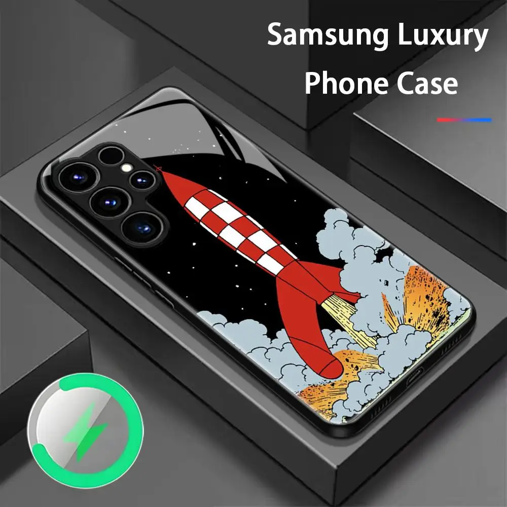 Classic cartoon adventures tintin fashion Phone Case For Samsung S26 S25 S24 S23 S22 S21 S20 Plus Ultra Note Glass Magnetic Case