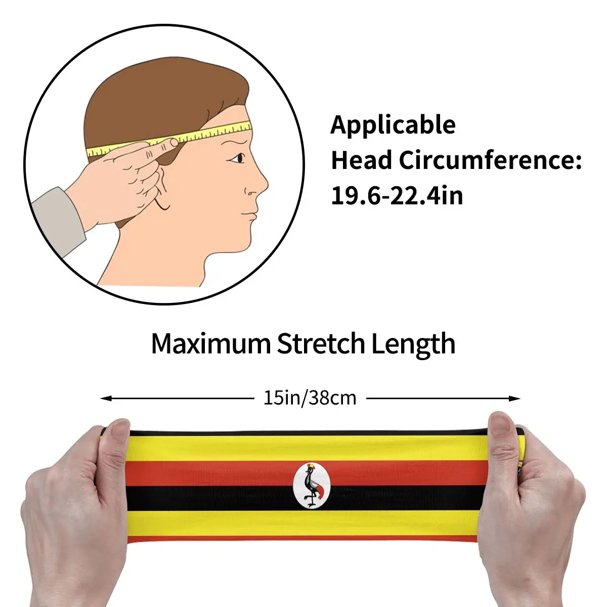 Sports Sweatband Breathable Headband Sweat Hair Head Band Uganda Flag Yoga Headband