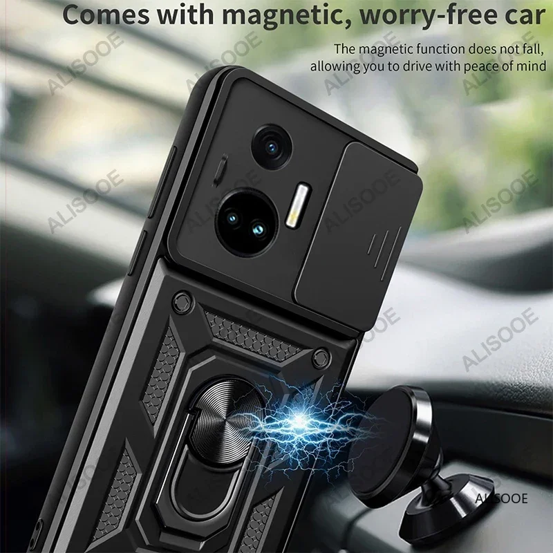 Capa For Realme GT Neo 5 Case Slide Camera Lens Protection Ring Stand Back Cover for Xiaomi Realme GT Neo 5 Armor Funda