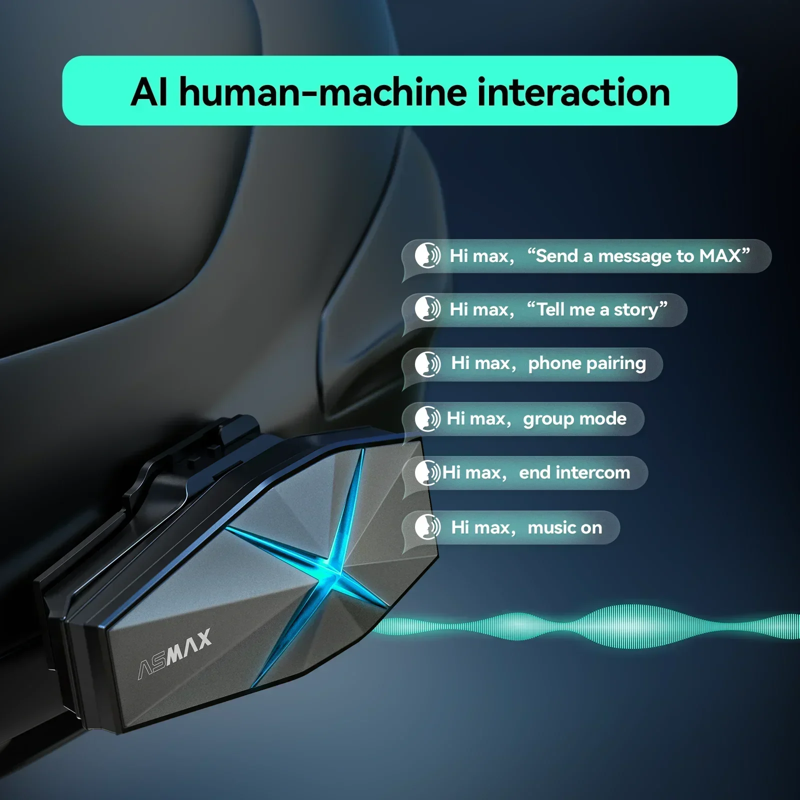 ASMAX F1 شبكة دراجة نارية إنترفون AI صوت HD 45 مللي متر مكبرات الصوت 1350 مللي أمبير بطارية Pro-Level خوذة نظام الاتصالات النسخة العالمية