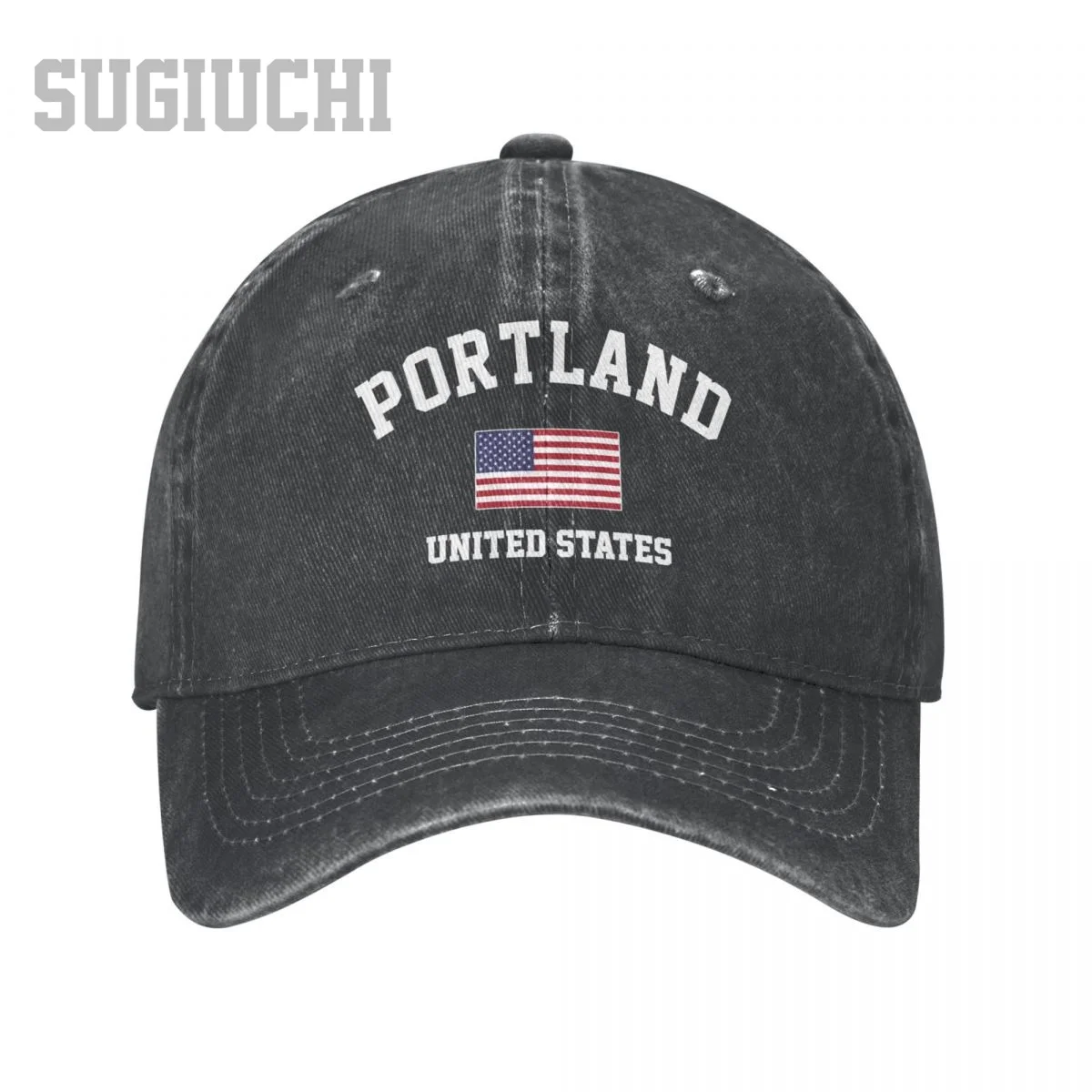 

Men Baseball Cap Portland Of USA United States City Charcoal Washed Denim Classic Vintage Cotton Dad Trucker Hat Unisex Adult