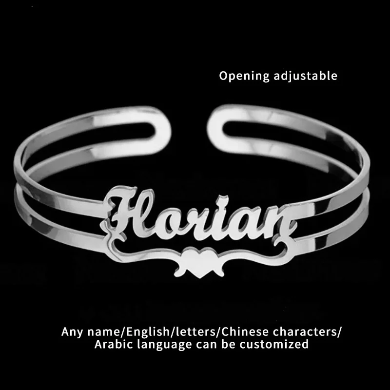 Lateefah Stainless Steel Name Opening Bracelet DIY Simple Fashion Alphabet Titanium Bangle