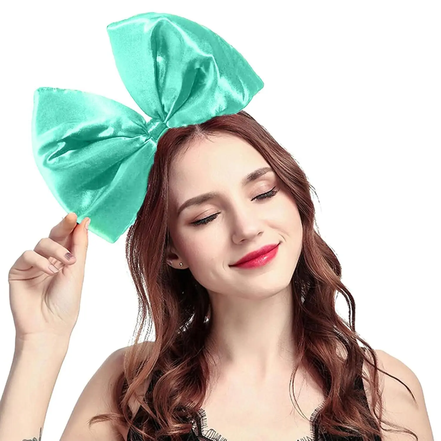 Faixa de cabeça feminina com laço enorme, acessórios de argola de cabelo, adereços de festa, fantasia de festival de aniversário para mulheres e meninas, presente de moda