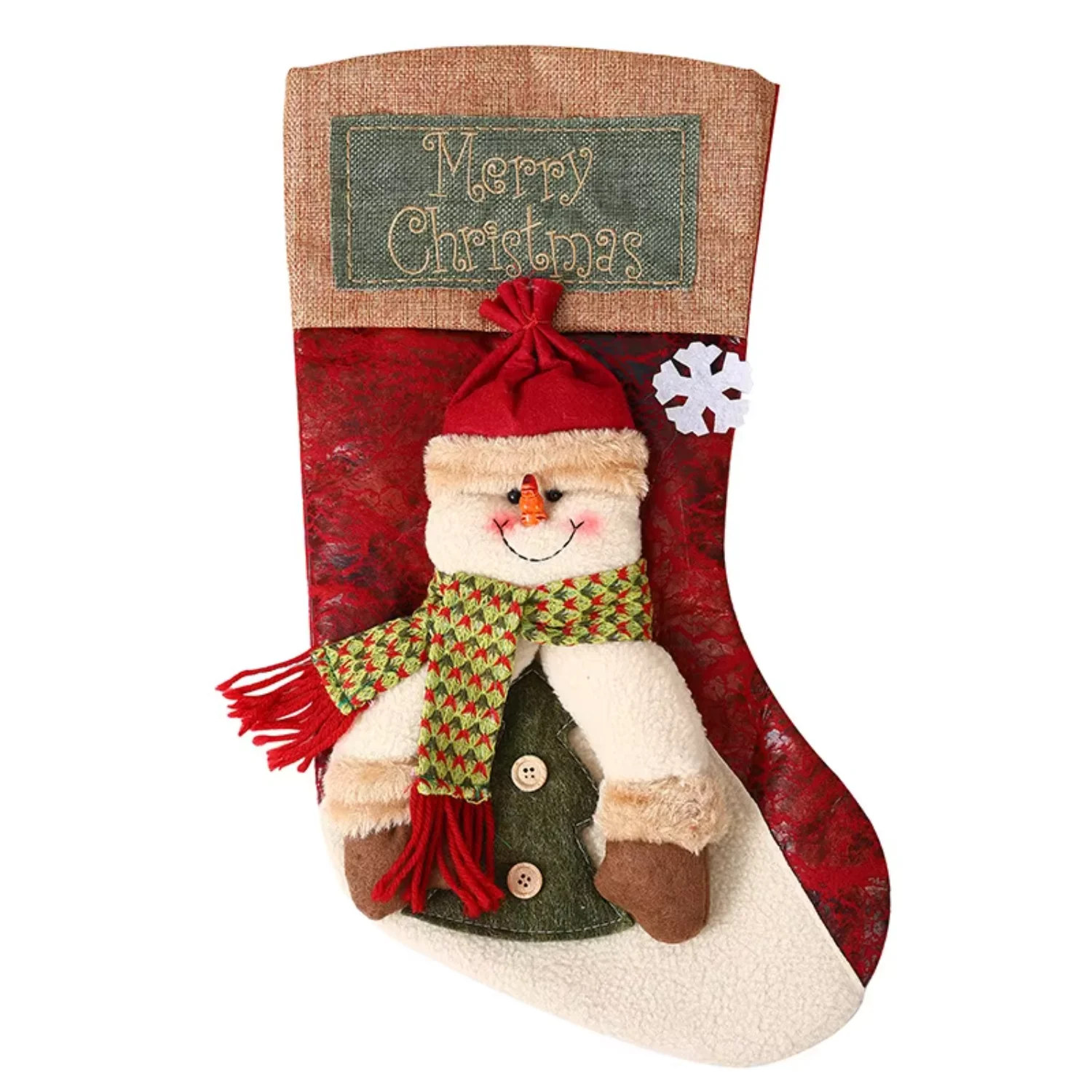 

NEW 2025 Large Retro Stocking Christmas Santa Claus Elk Snowman Stocking Decoration Hanging Stylish Christmas Socks