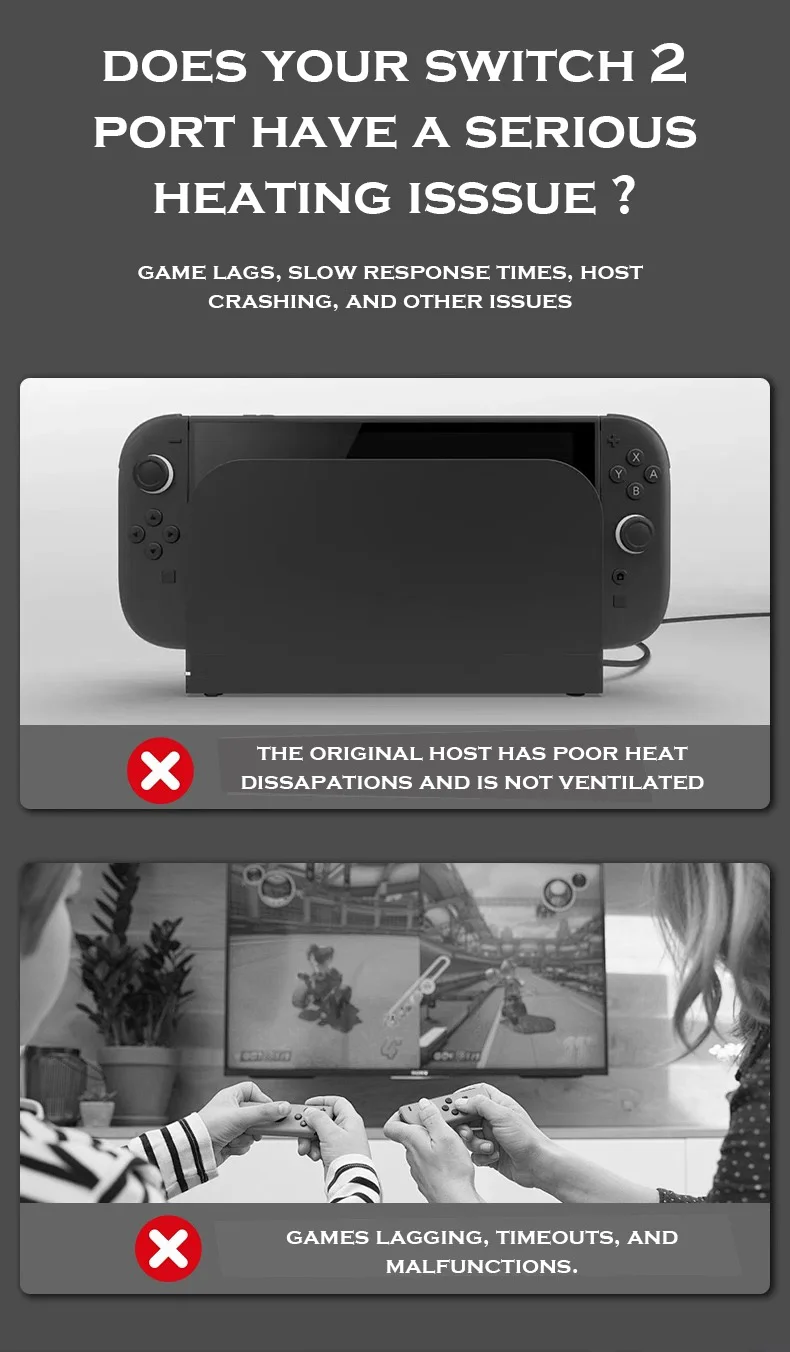 مروحة تبريد Aolion للتبديل 2 قاعدة توسيع محور المحمولة مع حامل جداري NGC للتبديل 2 ملحقات