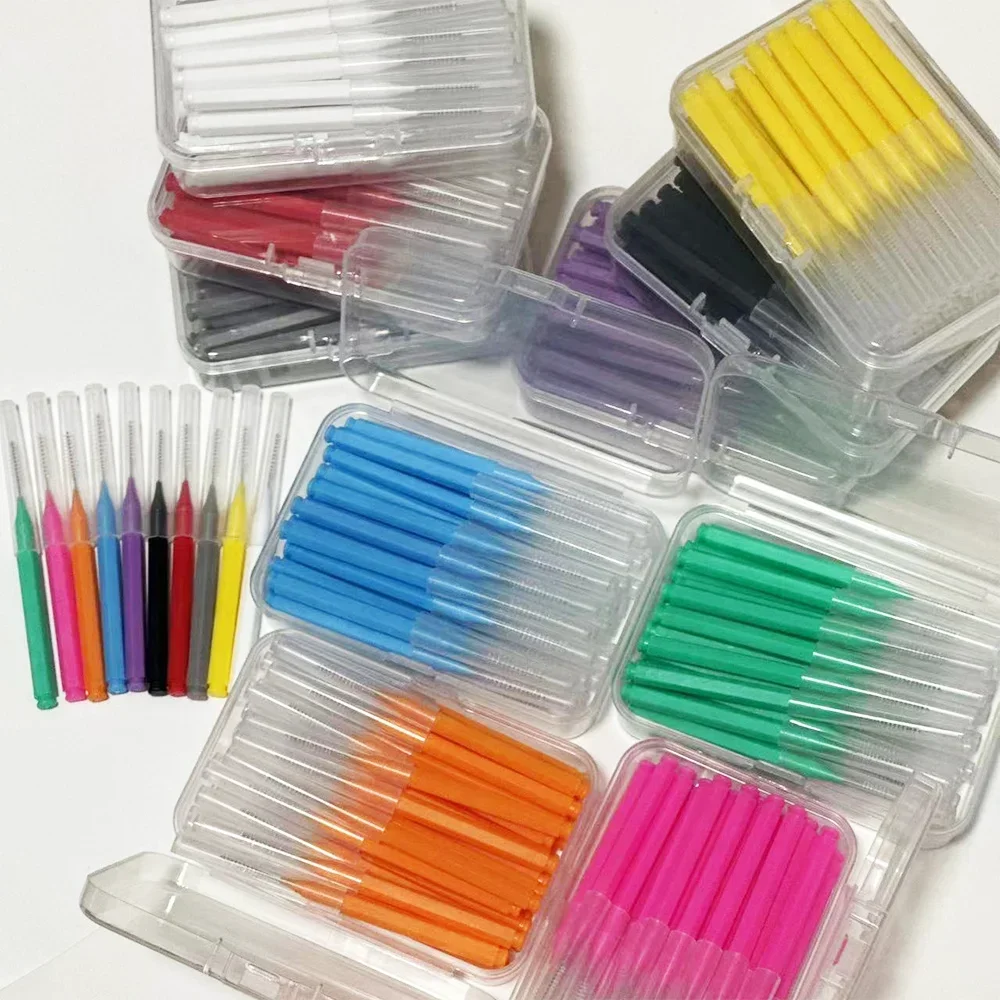 30/80/150/160Pcs I-type push pull interdental brush 0.6-1.5Mm Cleaning Between Teeth Oral Care Orthodontic I Shape Tooth Floss