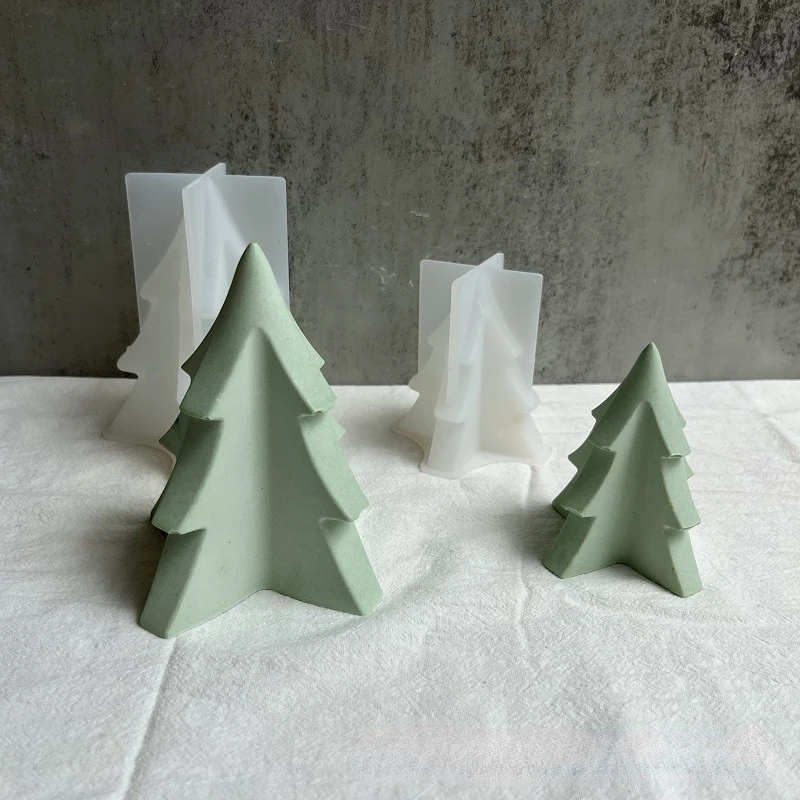 Christmas Tree Scented Candle Silicone Mold DIY Gingerbread Man Candle Making Plaster Mold Hand Soap Resin Mould Home Decor