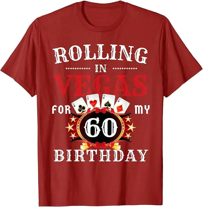 Rolling in Vegas für meine 60. Geburtstagsfeier in Las Vegas T-Shirt Y2k Lustiges Geburtstagsparty-Casino in Las Vegas für Männer Spruch-T-Shirt – Detail 14
