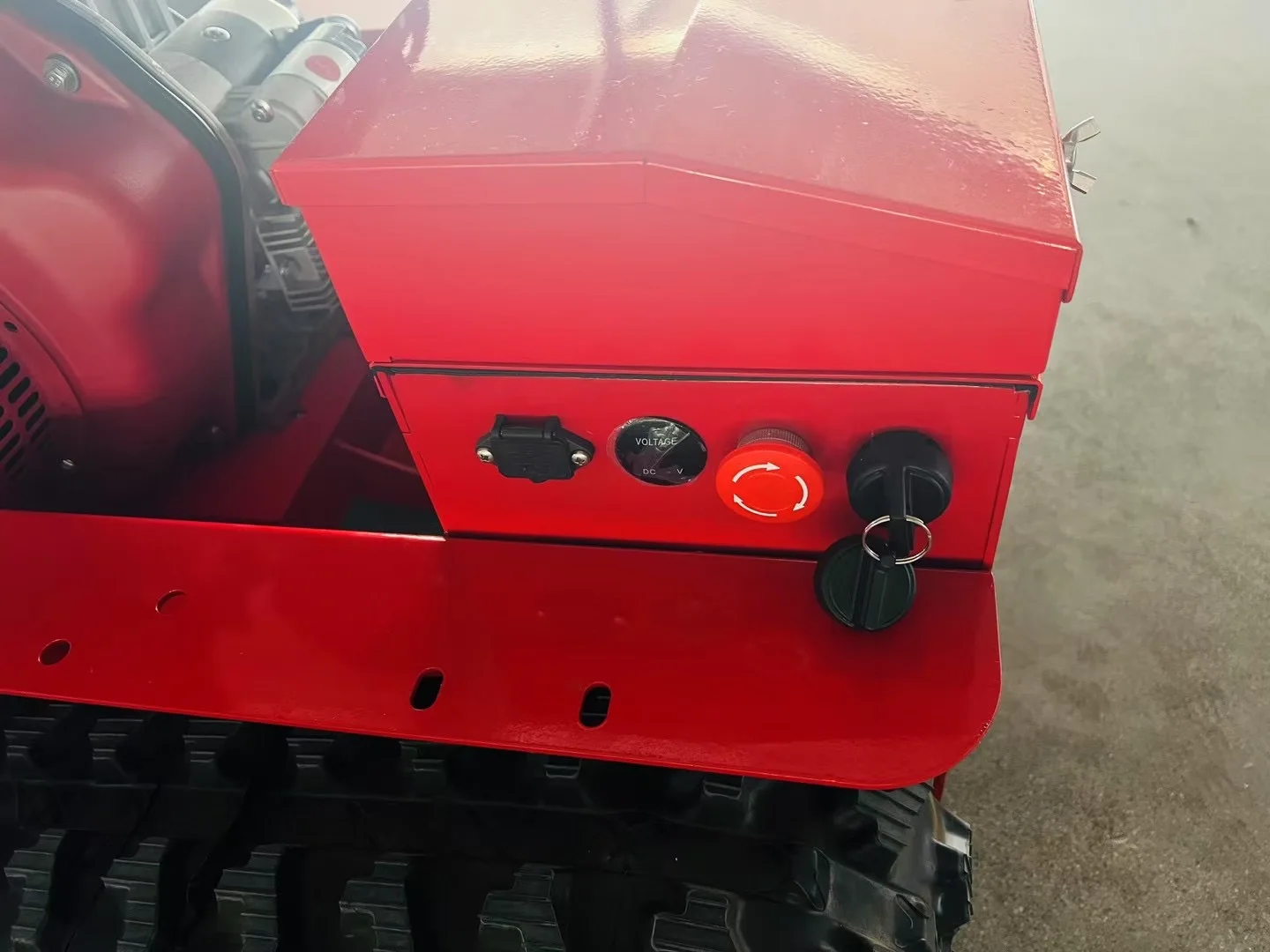 

Customized intelligent remote-controlled lawn mower, operates automatically. Farm, sports field and lawn trimming robot