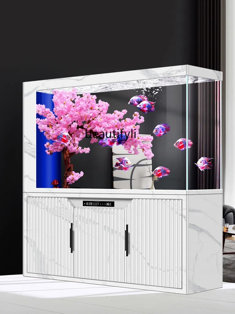 New ultra-white bottom filter goldfish tank living room new living room partition floor medium and large intelligent