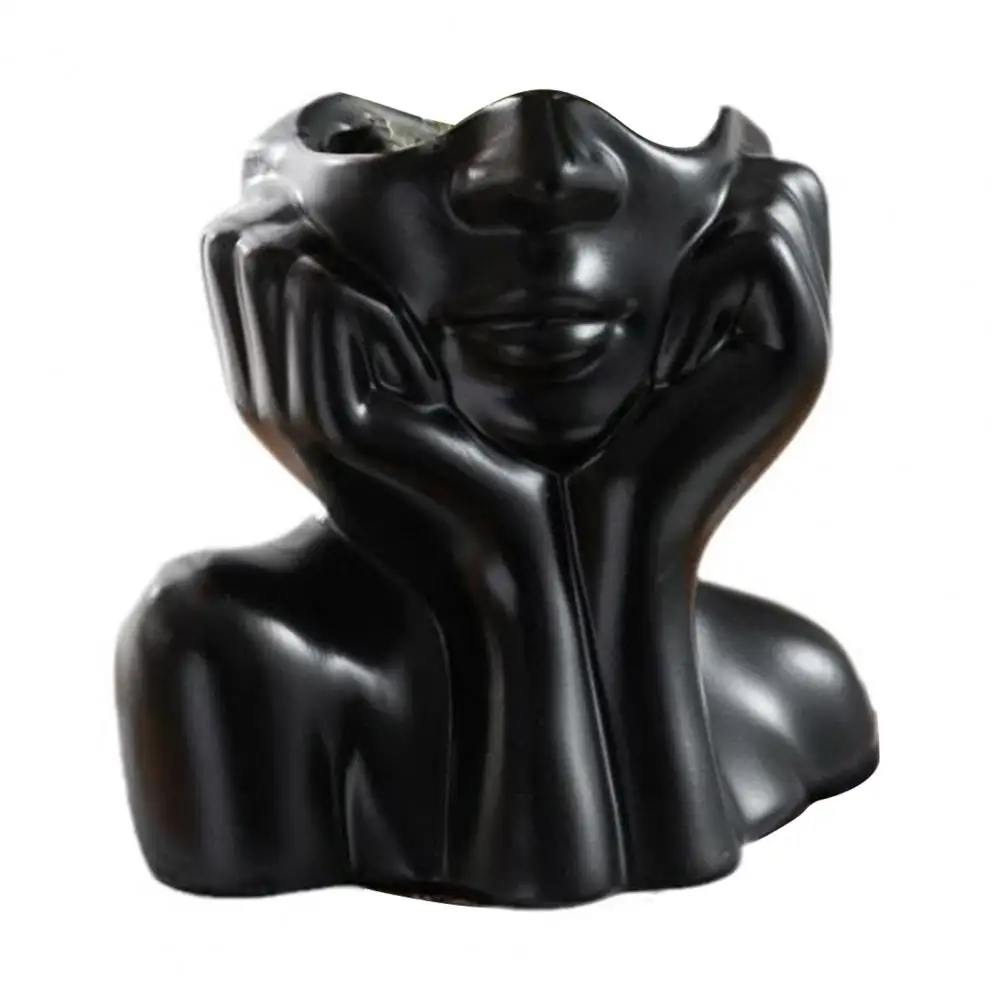 Resin Vase Modern Resin Face Ceramic Body Flower Pot Abstract Female Form for Shelf Desk Display