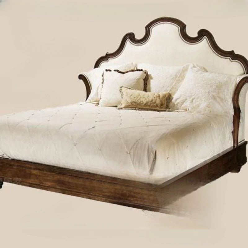 Rural solid wood twin antique retro carved 1.8-meter wedding bed