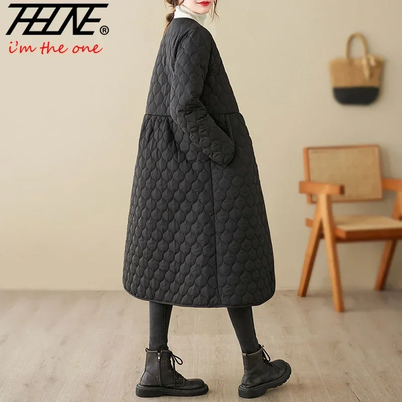 New Autumn Winter Jackets Parkas Women Clothes Padded Vintage Long Sleeve Solid Loose Casual Korean Feminina Coats Outerwear