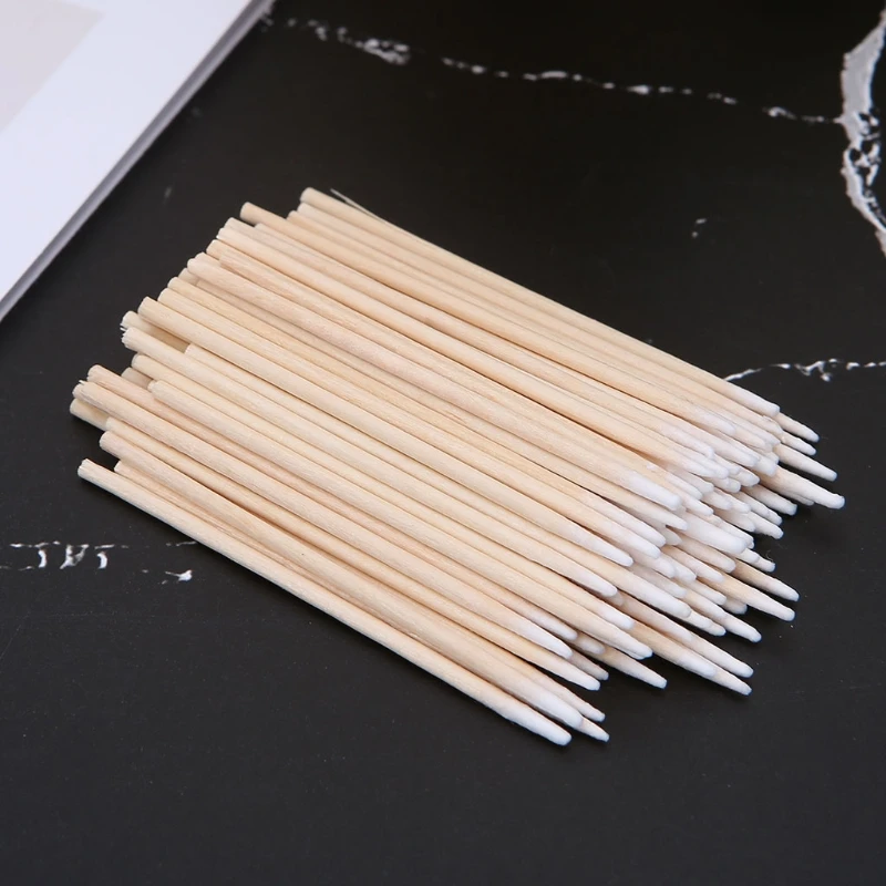 100pcs Short Mini Cotton Swabs Swab Applicator Q-tip Wood Handle Sturdy New