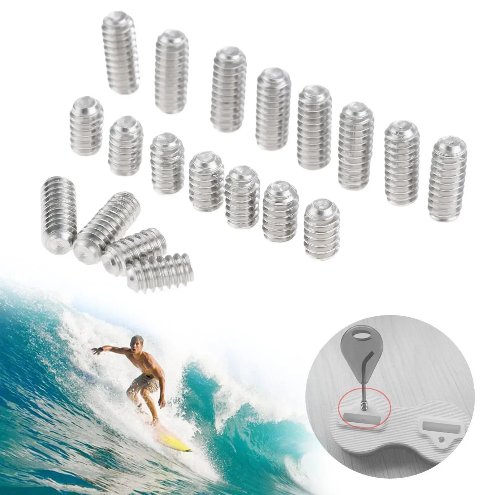 100 Pcs/Lot Silver Stainless Steel Surfboard Fin Screws Stripped Surf Board Fins Longboard Plug Replacements Length 9mm/12mm