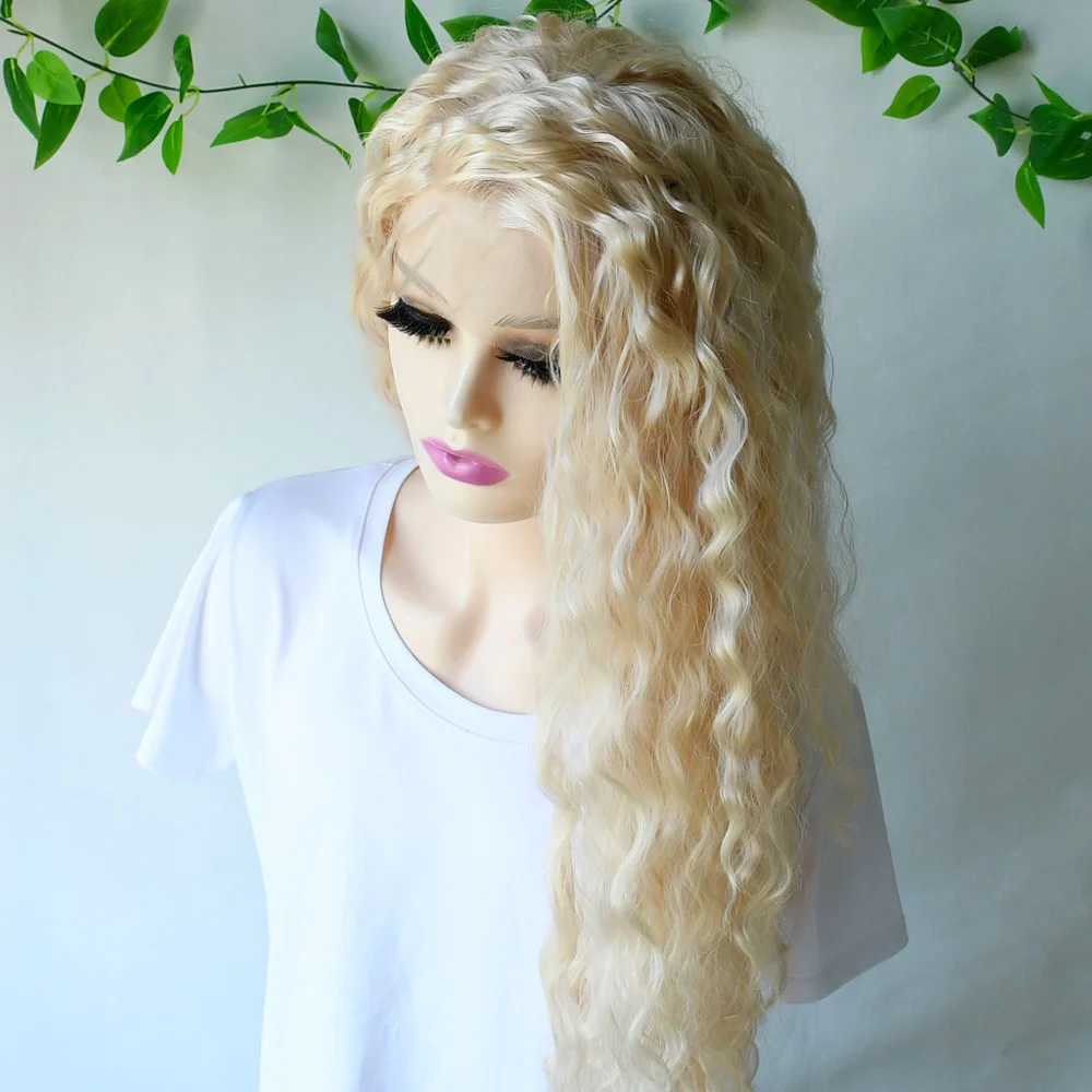 30 Inch 613 13x4 Lace Frontal Wigs Deep Wave Blonde Wig Synthetic Lace Front Wigs for Black Women 180% Density