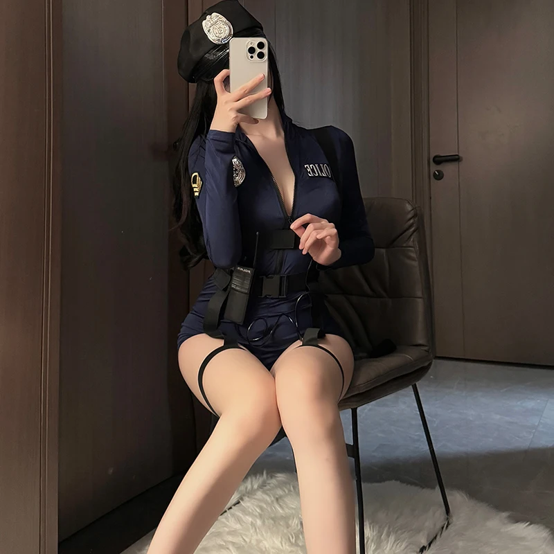 Sexy Policewoman Cop Uniform Cosplay Halloween Cop Jumpsuit Police Officer Costume Woman Role Playing Clothing Carnival Party