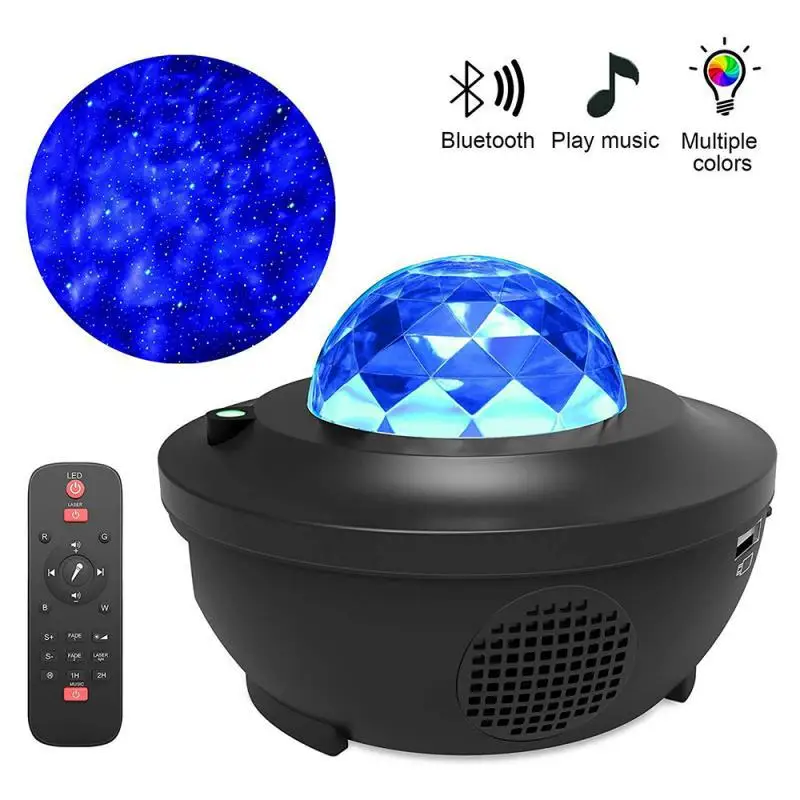 Imagem -04 - Nova Lâmpada Laser Lâmpada de Projeção Céu Estrelado Lâmpada Atmosfera Música Bluetooth Usb Todas as Estrelas Chama Textura de Água Noite Led