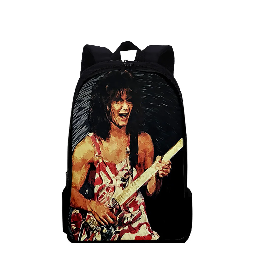 Classic Popular Eddie Van Halen Notebook Backpacks pupil School Bags 3D Print Oxford Waterproof Boys/Girls Laptop Backpacks