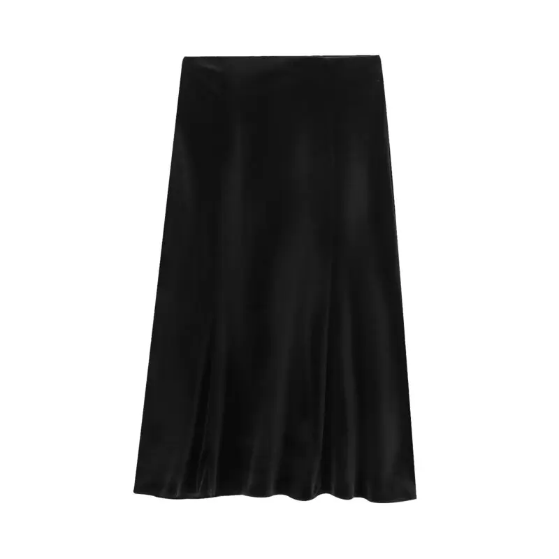 Ele taille haute velours jupe femmes Faion automne hiver nouveauté polyvalent Sle Midi longueur autre matériel 00