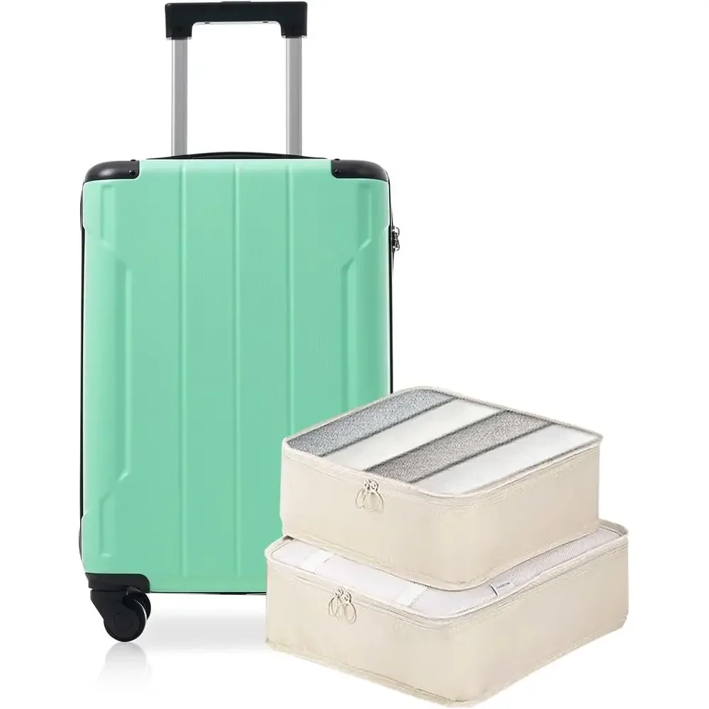 

20-дюймовый жесткий чемодан из АБС-пластика с колесами-спиннерами, замком TSA и органайзерами для упаковки, идеально подходит для авиаперелетов и поездок на выходные