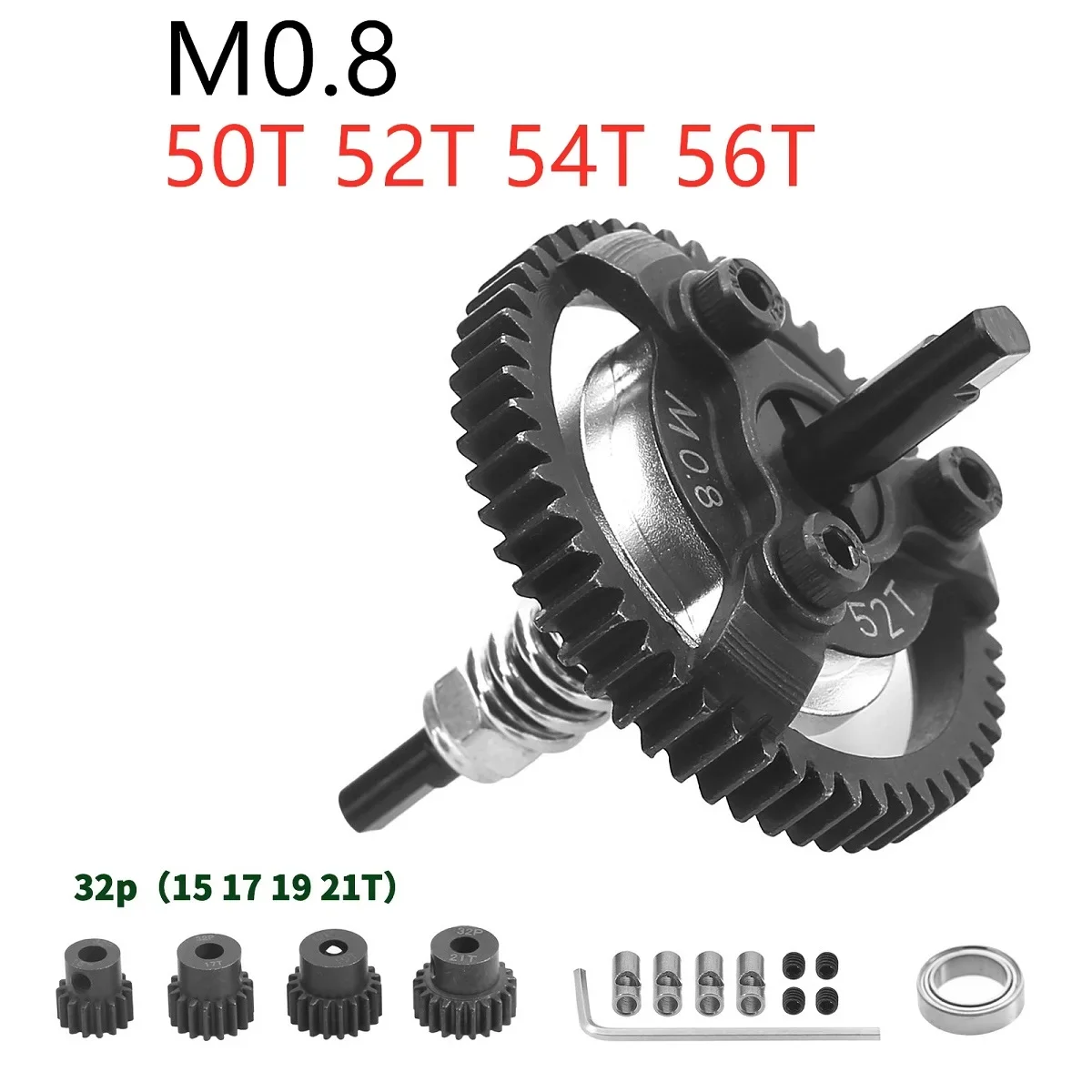 Steel M0.8 50T 52T 54T 56T Spur Gear Slipper Clutch and Pinion Gear for 1/10 Traxxas Ford Fiesta Telluride RC Car Upgrade Parts