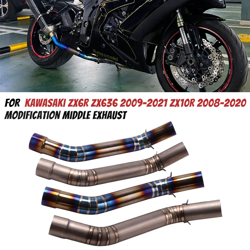 

For Kawasaki ZX6R ZX636 2009-2021 ZX10R 2008-2020 Motorcycle Exhaust Mid Pipe Link Tube Titanium Alloy Connect Muffler