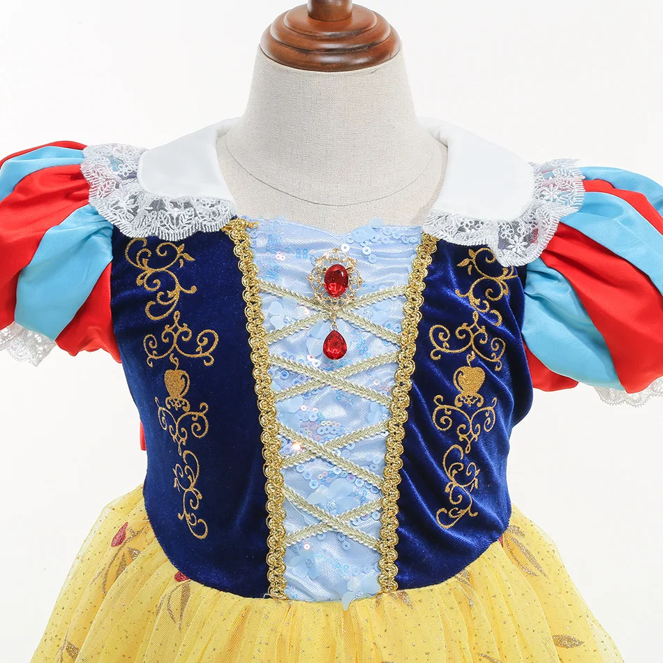 Elsa Frozen Dress for Girl Autumn Winter 2023 New in Dresses Halloween Children Snow White Lace Performance Christmas Cosplay