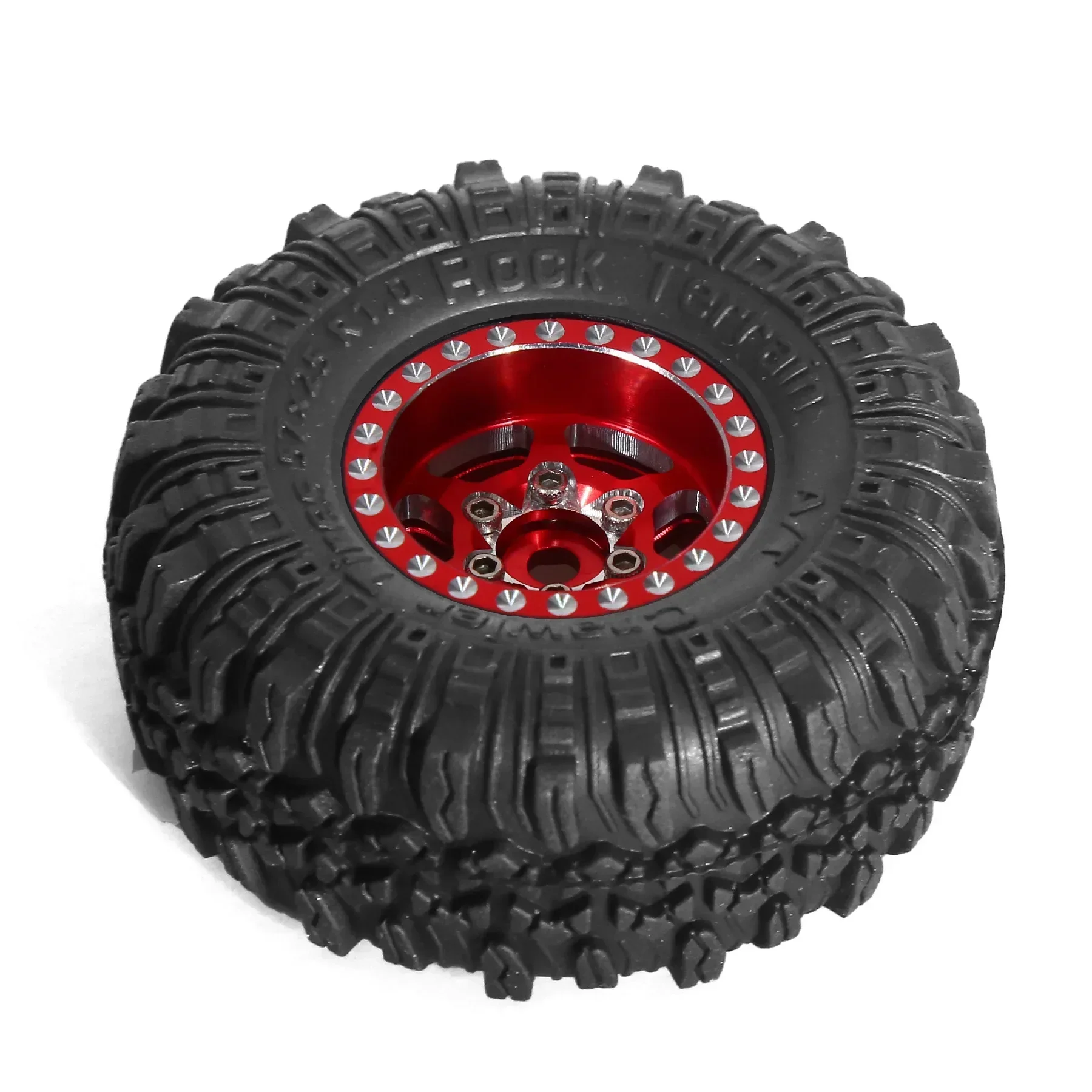 4szt 57mm 1.0" Metal Beadlock Wheel Tire Set For 1/18 1/24 RC Crawler Car TRX4M SCX24 AX24 FCX24 Upgrade Parts Accessories