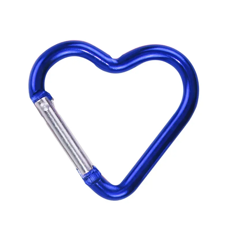 1 Pcs Heart-shaped Aluminum Carabiner Key Chain Clip Outdoor Keyring Hook Water Bottle Hanging Buckle Travel Kit Accessories