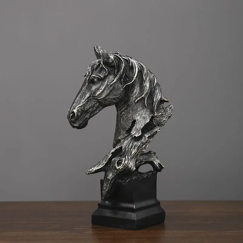 

Декоративная скульптура из смолы в виде головы лошади для кабинета, гостиной, настольное украшение y755