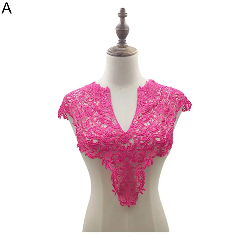 Practical Fake Collar Big Flowers Multi-Color Front/Back Collar Faux Collar Polyester Yarn Lace Fake Collar for Sewing Shop