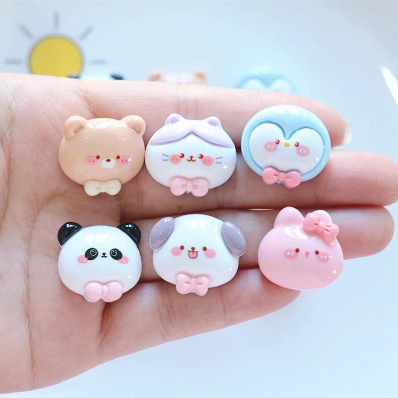 10 Pcs New Cute Bright Surface Cartoon Little Bear Rabbit Penguin Resin Scrapbook Diy Jewelry Wedding Hairpin Accessories A75