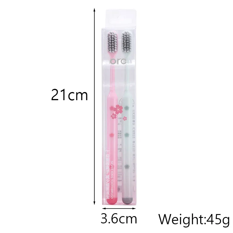 2024 New Silver Ion Antibacterial Toothbrush For Couple Set High-density Adults Travel Soft Toothbrush Caring For Oral Health