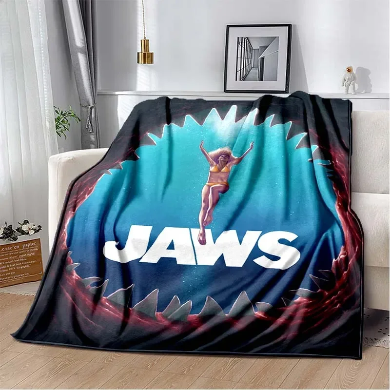 Jaws Blanket Throw Blanket Shark Fleece Blanket Soft Cover Warm Bedspreads Blankets for Beds Couch Travel