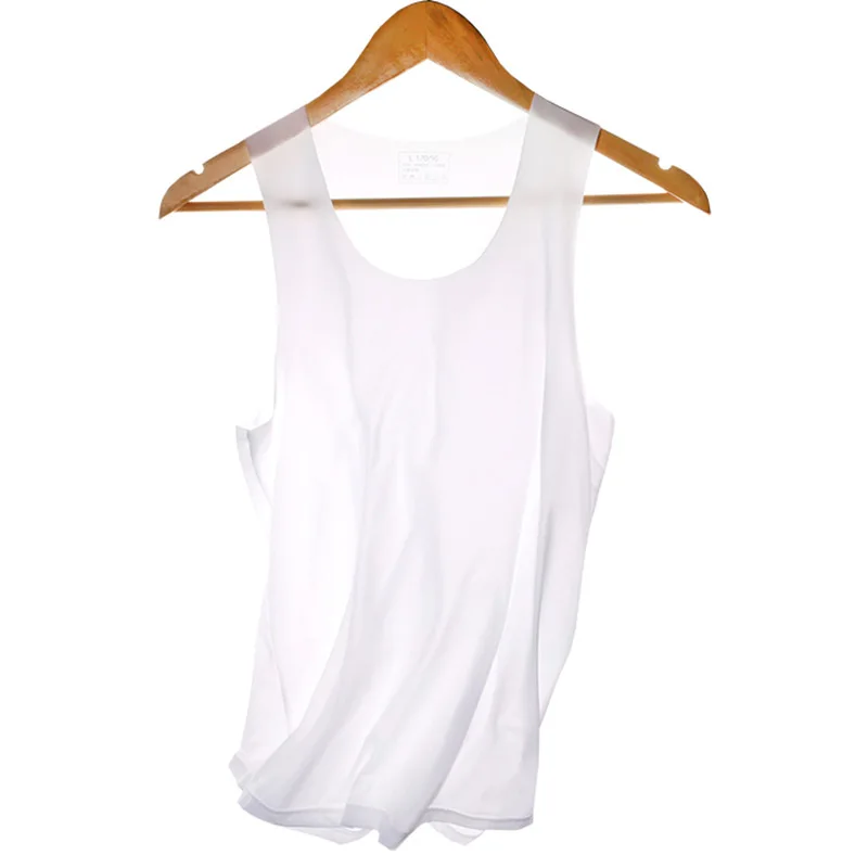 Men\'s Ice Silk Sports Seamless Solid Color I-Shaped Sweat Vest Single-Piece Sleeveless Tight Fitness One-Piece Bottoming Shirt