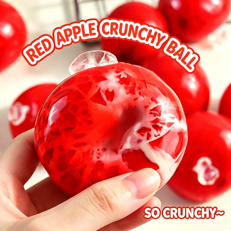 1pc Mini Cute Simulation Apple Crispy Wax Skin Squishy Toy, Slow Rebound Crunchy Texture Stress Relief Fidget Ball,For Student Home Daily Party Leisure