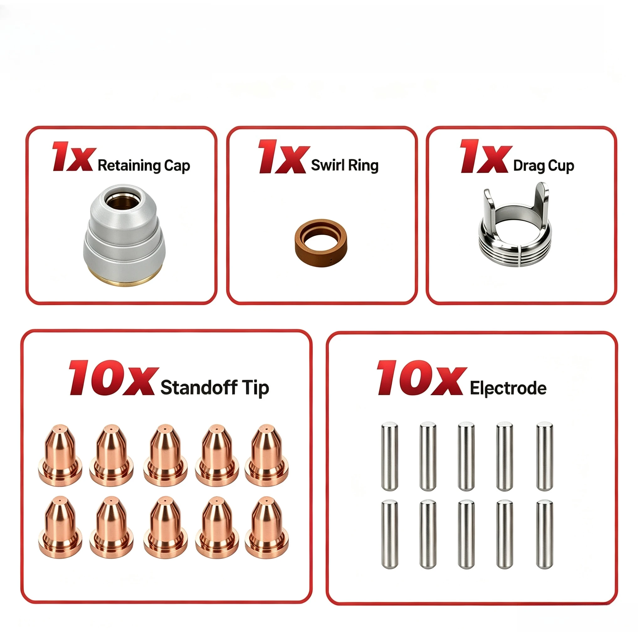 New for Lincoln 25 Electrode KP2842-1 Nozzle KP2842-2 Protective Cap KP2842-3 23PCS Plasma Cutting Torch Kit Accessories