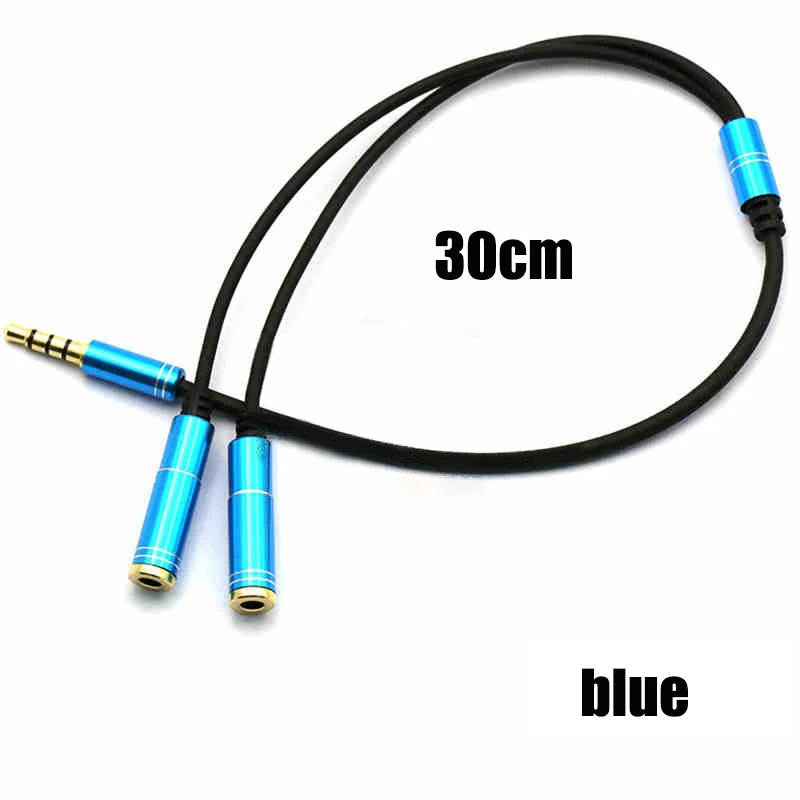 30cm Portable Couple Pair Wired Headphones With Music Adapter For Mobile Phone And Computer  3.5mm Audio Jack With 1/2 Interface