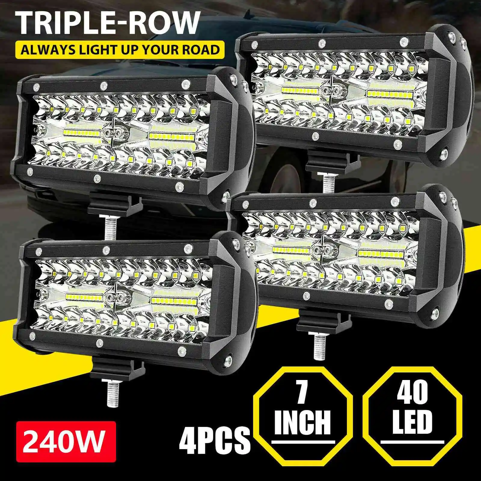 

G9-4 X 240 Вт 7-дюймовая светодиодная панель 24000Lm LED Spot Flood Combo Водонепроницаемый внедорожный рабочий фонарь для внедорожника UTV Пикап Лодка