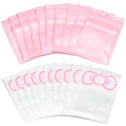 20pcs Pink Square Gift Packaging Opp Self-sealing Bag, Lovely Bow Printing Opp Self-sealed Bag, Gift Candy Packaging Bags