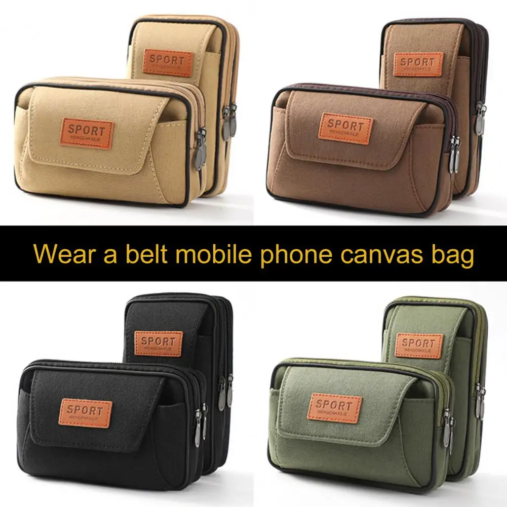 Universal Canvas Mobile Phone Bag Camouflage Outdoor Sports Waterproof Belt Holder Bag CellPhone Pouch Pocket Handbag Waist Bags