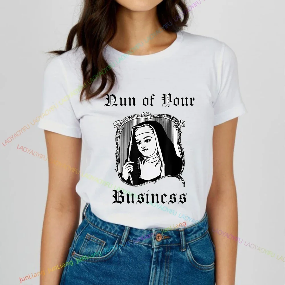 مضحك راهبة الرجال تي شيرت رواية رجل الملابس Harajuku بلايز الشارع الشهير ملابس للرجال خمر Y2k قصيرة الأكمام تي شيرت المرأة المتضخم #3