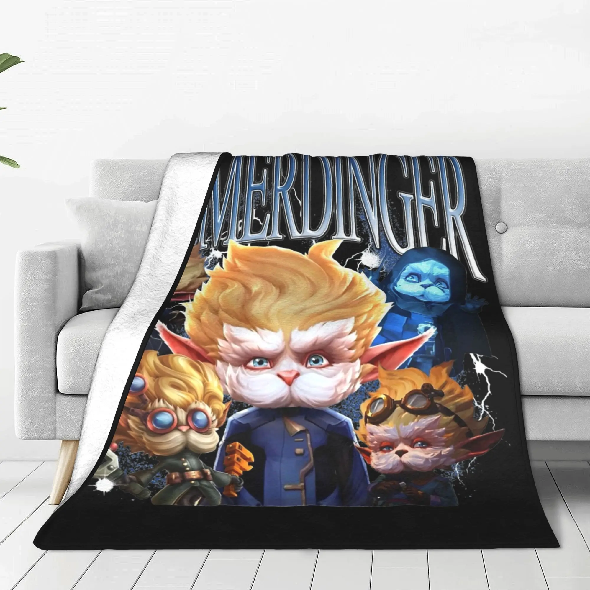 Heimerdinger Arcane Blanket Flannel Printed L-Leagues of Legend Game Portable Soft Throw Blanket for Home Office Bedspread