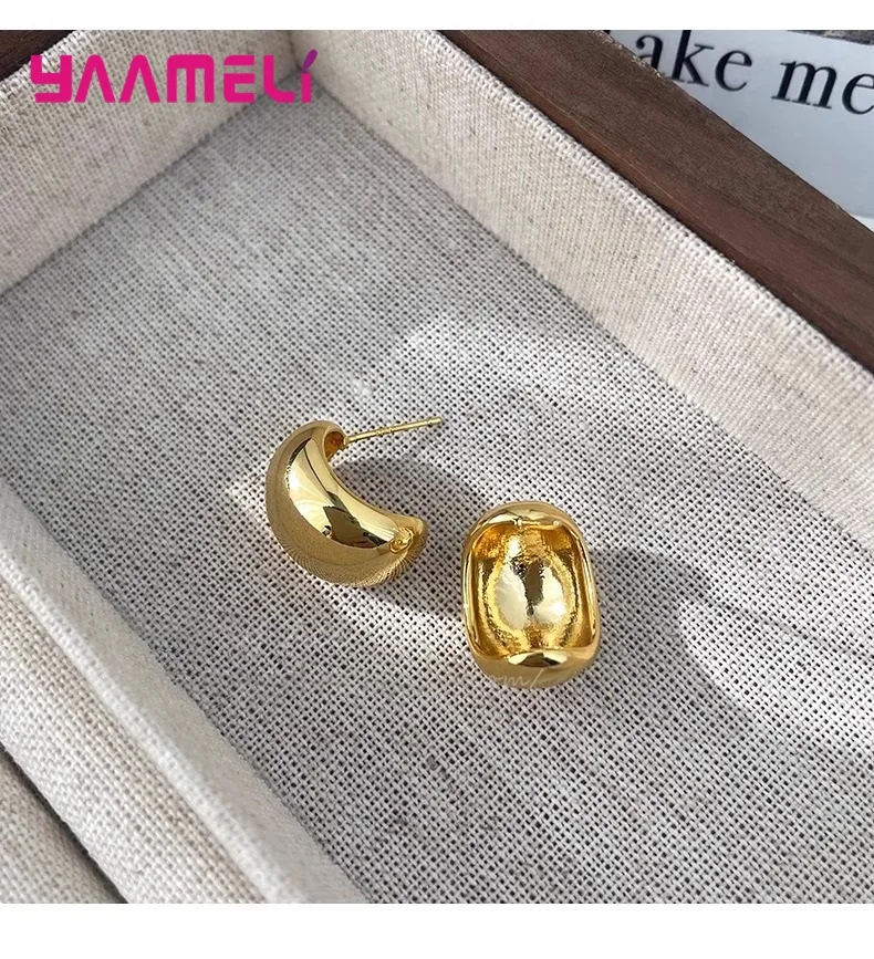 2025 últimos pendientes de tuerca de moda para mujer colgante de gota de agua Simple Plata de Ley 925 Punk Hip Hop oreja de Metal regalo de joyería de moda