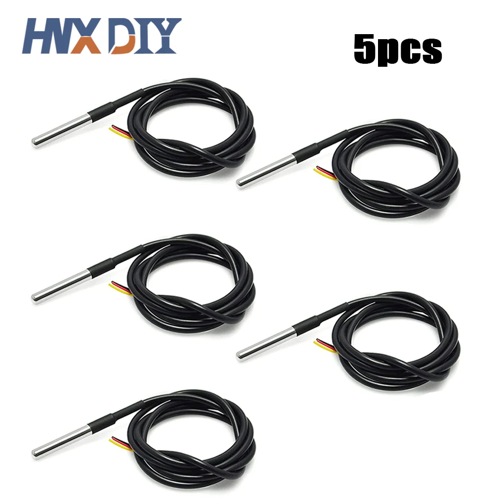 5pcs DS18B20 10M Waterproof Digital Temperature Temp Sensor Cable Probe 18b20 10 Meter Cable Probe Temperature Sensors