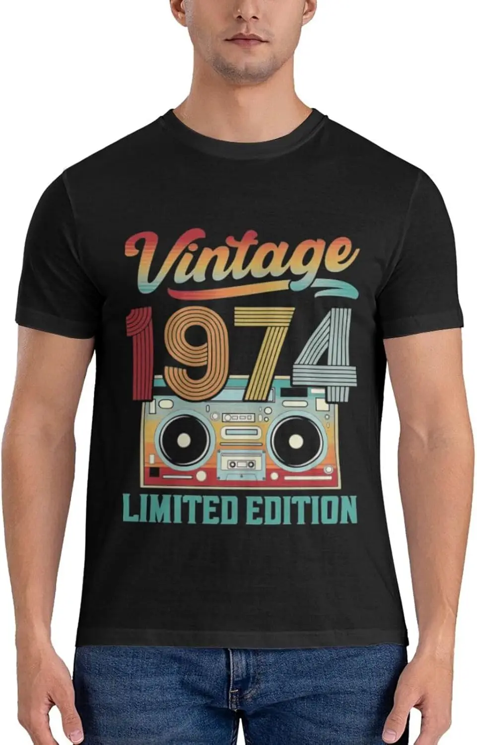 Vintage 1974 T Shirts for Men, Funny Cotton Limited Edition 50th Birthday Shirts