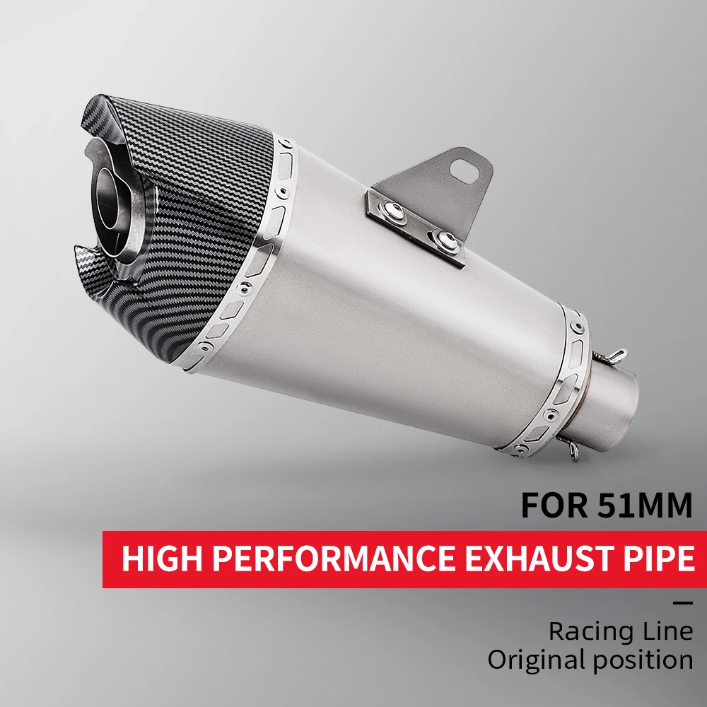 

Universal 51mm Motorcycle Exhaust Escape Pipe 100cc-1000cc Scooter For fz6 pcx125 R1 R3 R6 Tmax560, Tmax530
