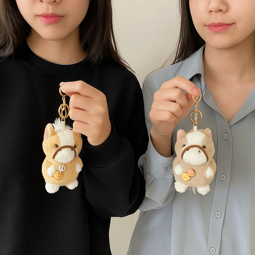 لطيف حصان صغير المفاتيح نابض بالحياة رقيق الملمس أفخم الحصان دمية قلادة ألعاب من القطيفة سنة الحصان أفخم المهر المفاتيح #2